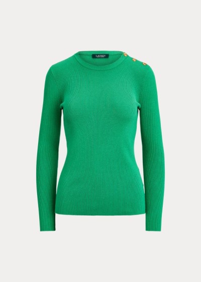 Ralph Lauren Ribbed Cotton-Blend Striktrøje Dame Danmark (YOTJF0173)